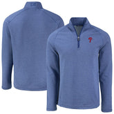Philadelphia Phillies Cutter & Buck Peshastin Eco Fleece Recycled Raglan Quarter-Zip Top - Heather Royal Tops