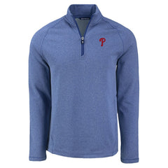 Philadelphia Phillies Cutter & Buck Peshastin Eco Fleece Recycled Raglan Quarter-Zip Top - Heather Royal Tops