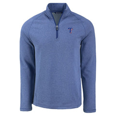 Texas Rangers Cutter & Buck Peshastin Eco Fleece Recycled Raglan Quarter-Zip Top - Heather Blue Tops