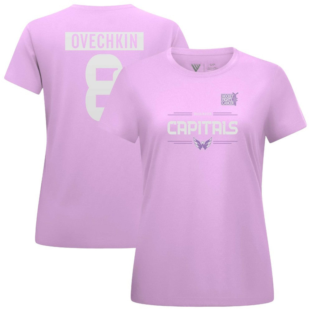 NHL Alexander Ovechkin Washington Capitals Levelwear Women's Hockey Fights Cancer Anthem Name & Number T-Shirt - Lavender