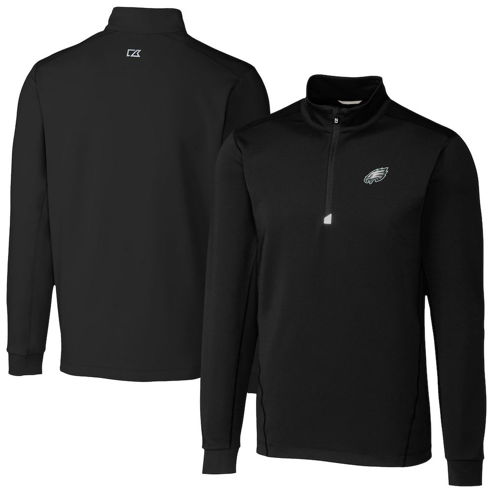 Philadelphia Eagles Cutter & Buck Traverse Stretch Quarter-Zip Top Black
