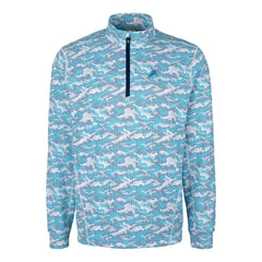 Detroit Lions Cutter & Buck Traverse Camo Print Stretch Quarter-Zip Pullover Top Blue