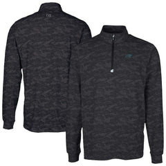 Carolina Panthers Cutter & Buck Traverse Camo Print Stretch Quarter-Zip Top Black