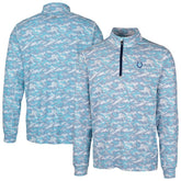 Indianapolis Colts Cutter & Buck Traverse Camo Print Stretch Quarter-Zip Pullover Top Blue