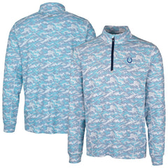 Indianapolis Colts Cutter & Buck Traverse Camo Print Stretch Quarter-Zip Pullover Top Blue