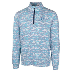 Indianapolis Colts Cutter & Buck Traverse Camo Print Stretch Quarter-Zip Pullover Top Blue
