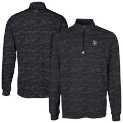 Minnesota Vikings Cutter & Buck Traverse Camo Print Stretch Quarter-Zip Top Black
