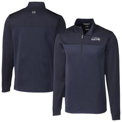 Seattle Seahawks Cutter & Buck Traverse Stripe Stretch DryTec Quarter-Zip Top Navy