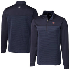 New York Giants Cutter & Buck Traverse Stripe Stretch DryTec Quarter-Zip Top Navy
