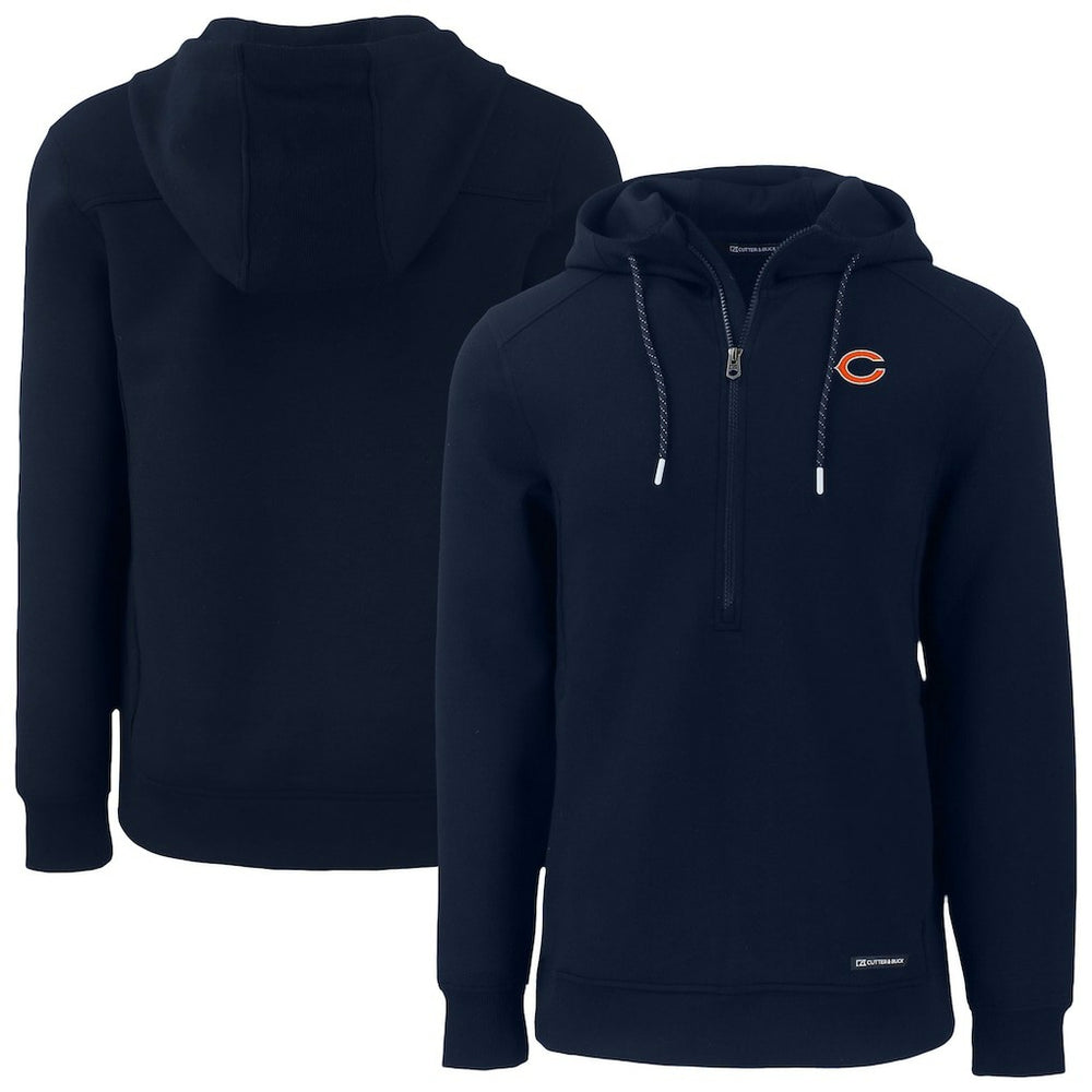 Chicago Bears Cutter & Buck Roam Eco Recycled Half-Zip Hoodie Navy