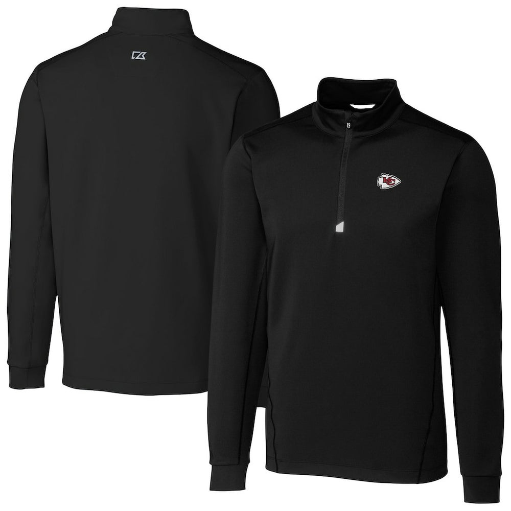 Kansas City Chiefs Cutter & Buck Big & Tall Traverse Eco Tri-Blend DryTec Quarter-Zip Jacket Black