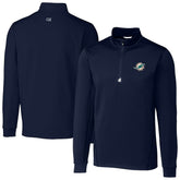 Miami Dolphins Cutter & Buck Big & Tall Traverse Eco Tri-Blend DryTec Quarter-Zip Jacket Navy