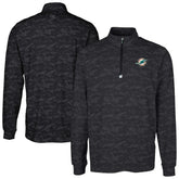 Miami Dolphins Cutter & Buck Big & Tall Traverse Eco Camo Tri-Blend DryTec Quarter-Zip Jacket Black