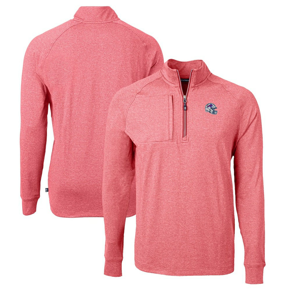 Buffalo Bills Cutter & Buck Big & Tall Adapt Eco Raglan Quarter-Zip Jacket Heather Red