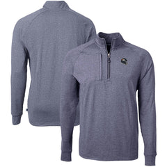 Denver Broncos Cutter & Buck Big & Tall Adapt Eco Raglan Quarter-Zip Jacket Heather Navy