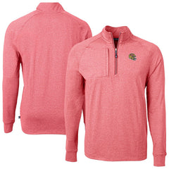 San Francisco 49ers Cutter & Buck Big & Tall Adapt Eco Raglan Quarter-Zip Jacket Heather Scarlet