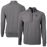 New York Giants Cutter & Buck Big & Tall Adapt Eco Raglan Quarter-Zip Jacket Heather Black