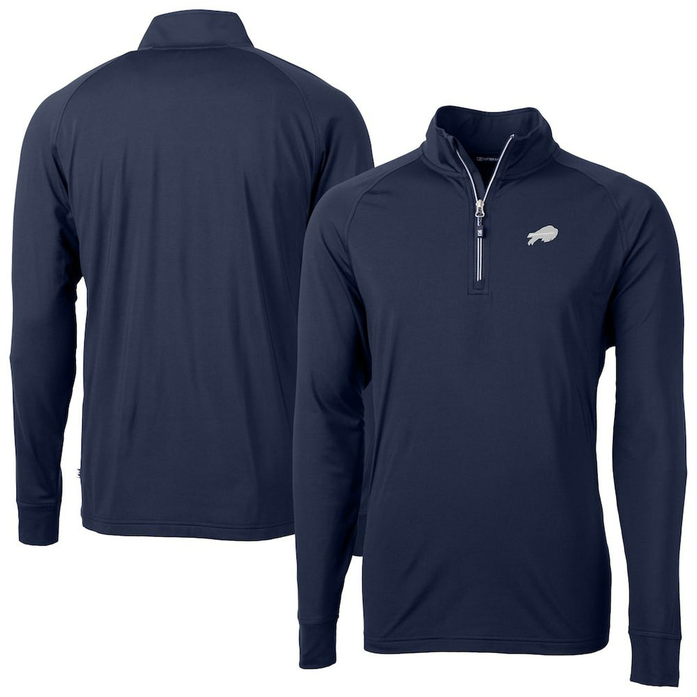 Buffalo Bills Cutter & Buck Big & Tall Adapt Eco DryTec Raglan Quarter-Zip Jacket Navy