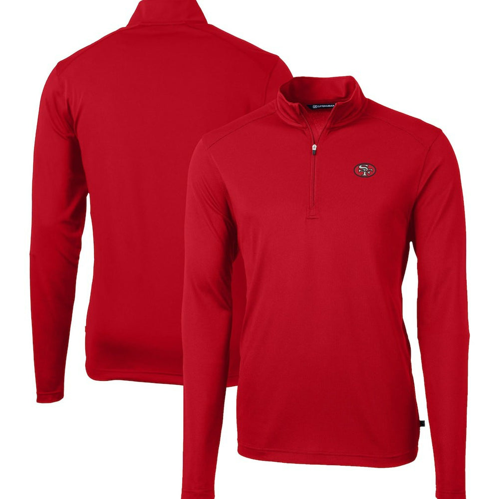 San Francisco 49ers Cutter & Buck Big & Tall Virtue Eco Pique Quarter-Zip Jacket Scarlet