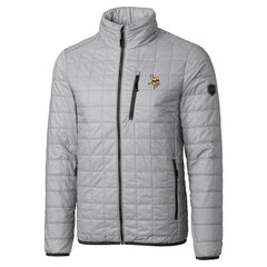 Minnesota Vikings Cutter & Buck Big & Tall Rainier PrimaLoft Eco Insulated Full-Zip Hoodie Puffer Jacket Gray