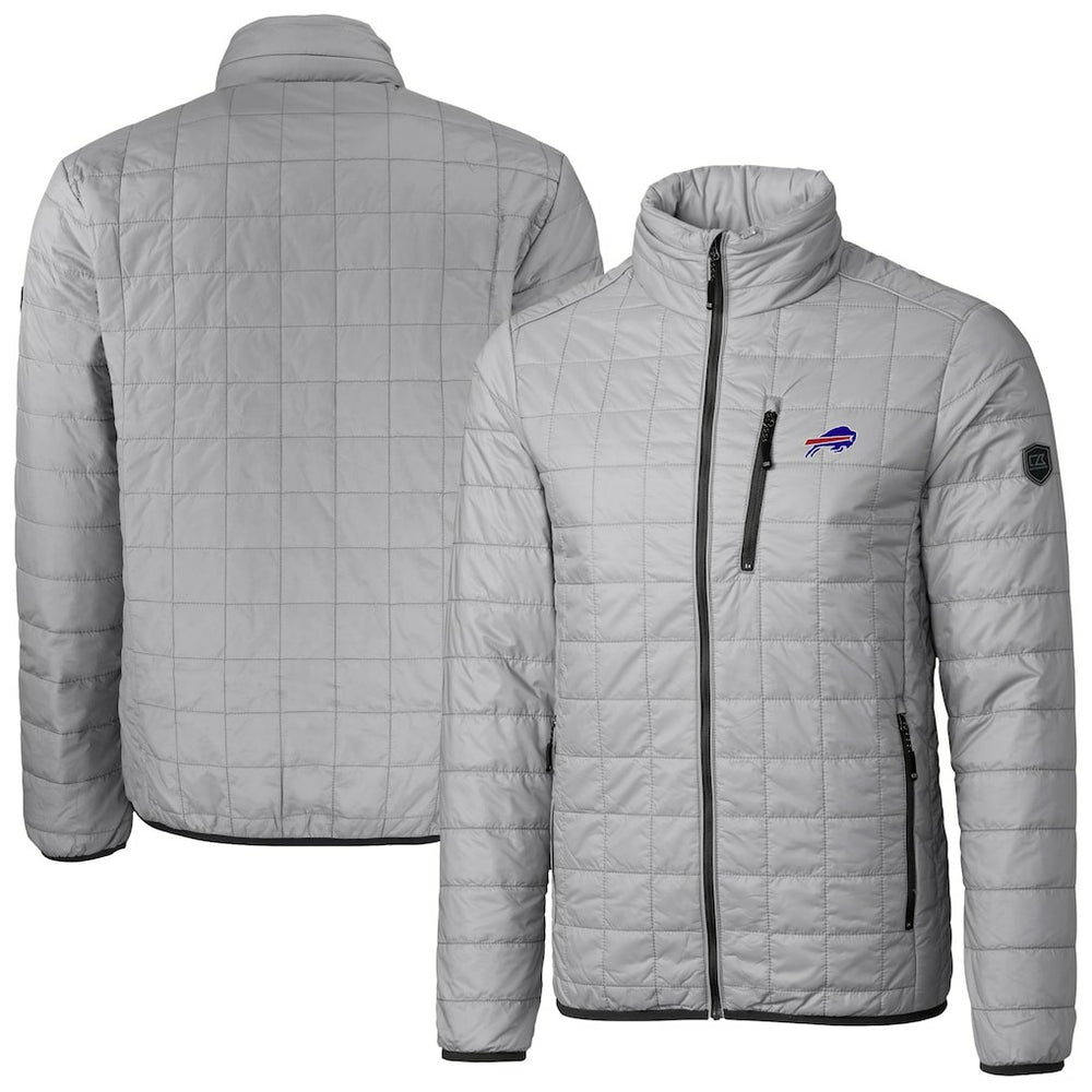 Buffalo Bills Cutter & Buck Big & Tall Rainier PrimaLoft Eco Insulated Full-Zip Hoodie Puffer Jacket Gray