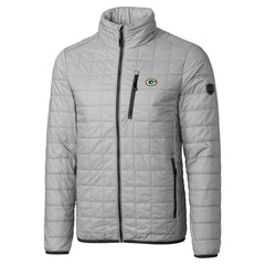 Green Bay Packers Cutter & Buck Big & Tall Rainier PrimaLoft Eco Insulated Full-Zip Hoodie Puffer Jacket Gray