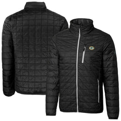 Green Bay Packers Cutter & Buck Big & Tall Rainier PrimaLoft Eco Insulated Full-Zip Hoodie Puffer Jacket Black