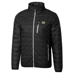 Green Bay Packers Cutter & Buck Big & Tall Rainier PrimaLoft Eco Insulated Full-Zip Hoodie Puffer Jacket Black