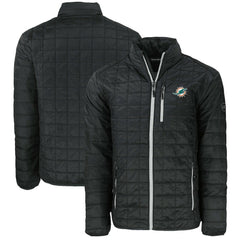 Miami Dolphins Cutter & Buck Big & Tall Rainier PrimaLoft Eco Insulated Full-Zip Puffer Jacket Black