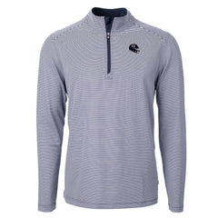 Chicago Bears Cutter & Buck Big & Tall Virtue Eco Pique Micro Stripe Tri-Blend Quarter-Zip Jacket Navy
