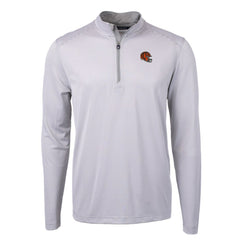 Cincinnati Bengals Cutter & Buck Big & Tall Virtue Eco Pique Micro Stripe Tri-Blend Quarter-Zip Jacket Gray