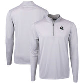 Denver Broncos Cutter & Buck Big & Tall Virtue Eco Pique Micro Stripe Tri-Blend Quarter-Zip Jacket Gray