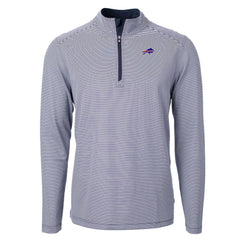 Buffalo Bills Cutter & Buck Big & Tall Virtue Eco Pique Micro Stripe Tri-Blend Quarter-Zip Jacket Navy