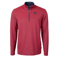 Washington Commanders Cutter & Buck Big & Tall Americana Virtue Eco Pique Micro Stripe Tri-Blend Quarter-Zip Jacket Red