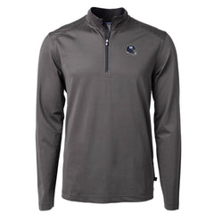 New York Giants Cutter & Buck Big & Tall Virtue Eco Pique Micro Stripe Tri-Blend Quarter-Zip Jacket Black