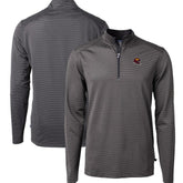 Washington Commanders Cutter & Buck Big & Tall Virtue Eco Pique Micro Stripe Tri-Blend Quarter-Zip Jacket Black