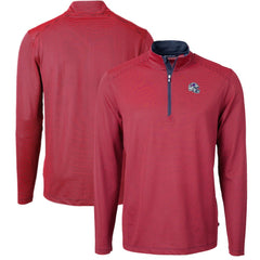Buffalo Bills Cutter & Buck Big & Tall Virtue Eco Pique Micro Stripe Tri-Blend Quarter-Zip Jacket Red