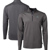Carolina Panthers Cutter & Buck Big & Tall Virtue Eco Pique Micro Stripe Tri-Blend Quarter-Zip Jacket Black