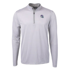 Buffalo Bills Cutter & Buck Big & Tall Virtue Eco Pique Micro Stripe Tri-Blend Quarter-Zip Jacket Gray