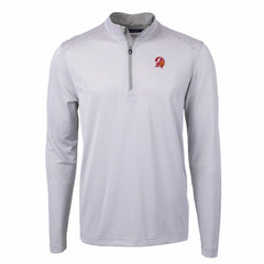 Tampa Bay Buccaneers Cutter & Buck Big & Tall Virtue Eco Pique Micro Stripe Tri-Blend Quarter-Zip Jacket Gray