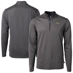 Baltimore Ravens Cutter & Buck Big & Tall Virtue Eco Pique Micro Stripe Tri-Blend Quarter-Zip Jacket Black