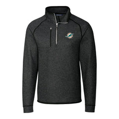 Miami Dolphins Cutter & Buck Big & Tall Mainsail Sweater-Knit Half-Zip Jacket Heather Charcoal