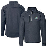 Miami Dolphins Cutter & Buck Big & Tall Mainsail Sweater-Knit Half-Zip Jacket Heather Navy