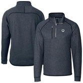Indianapolis Colts Cutter & Buck Big & Tall Mainsail Sweater-Knit Half-Zip Jacket Heather Navy