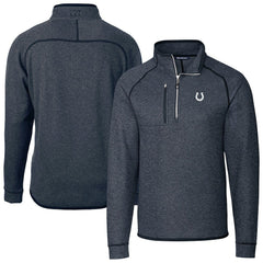 Indianapolis Colts Cutter & Buck Big & Tall Mainsail Sweater-Knit Half-Zip Jacket Heather Navy