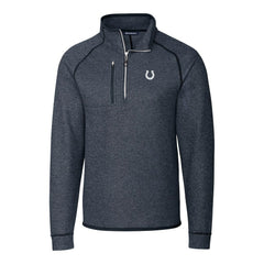 Indianapolis Colts Cutter & Buck Big & Tall Mainsail Sweater-Knit Half-Zip Jacket Heather Navy