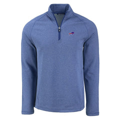 Buffalo Bills Cutter & Buck Peshastin Eco Fleece Tri-Blend Raglan Recycled Quarter-Zip Jacket Heather Royal