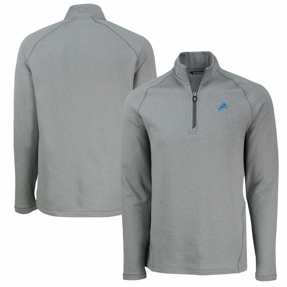 Detroit Lions Cutter & Buck Peshastin Eco Fleece Tri-Blend Raglan Recycled Quarter-Zip Jacket Heather Gray
