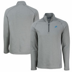 Detroit Lions Cutter & Buck Peshastin Eco Fleece Tri-Blend Raglan Recycled Quarter-Zip Jacket Heather Gray