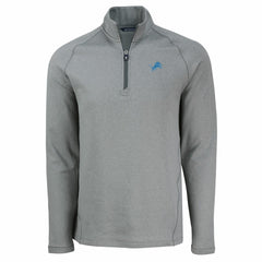 Detroit Lions Cutter & Buck Peshastin Eco Fleece Tri-Blend Raglan Recycled Quarter-Zip Jacket Heather Gray